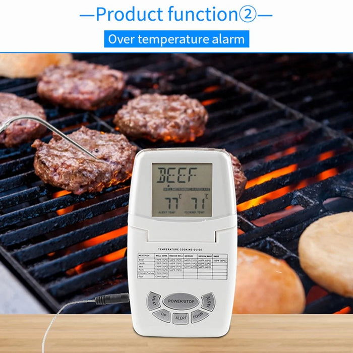 TS-84 Digital Meat Thermometer Waterproof Probe 8 Types 5 Doneness Levels Wireless BBQ Food Temperature - White - 3