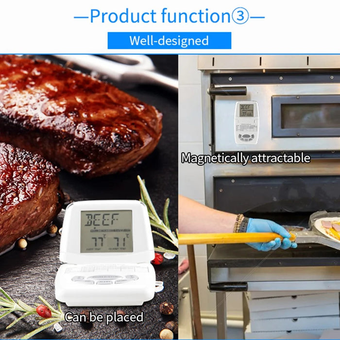 TS-84 Digital Meat Thermometer Waterproof Probe 8 Types 5 Doneness Levels Wireless BBQ Food Temperature - White - 4