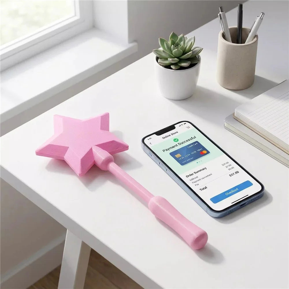 Star Wand Payment Tool 30cm 3-Section Detachable Card Holder Non-Contact Tap for ATM POS - Rainbow - 6