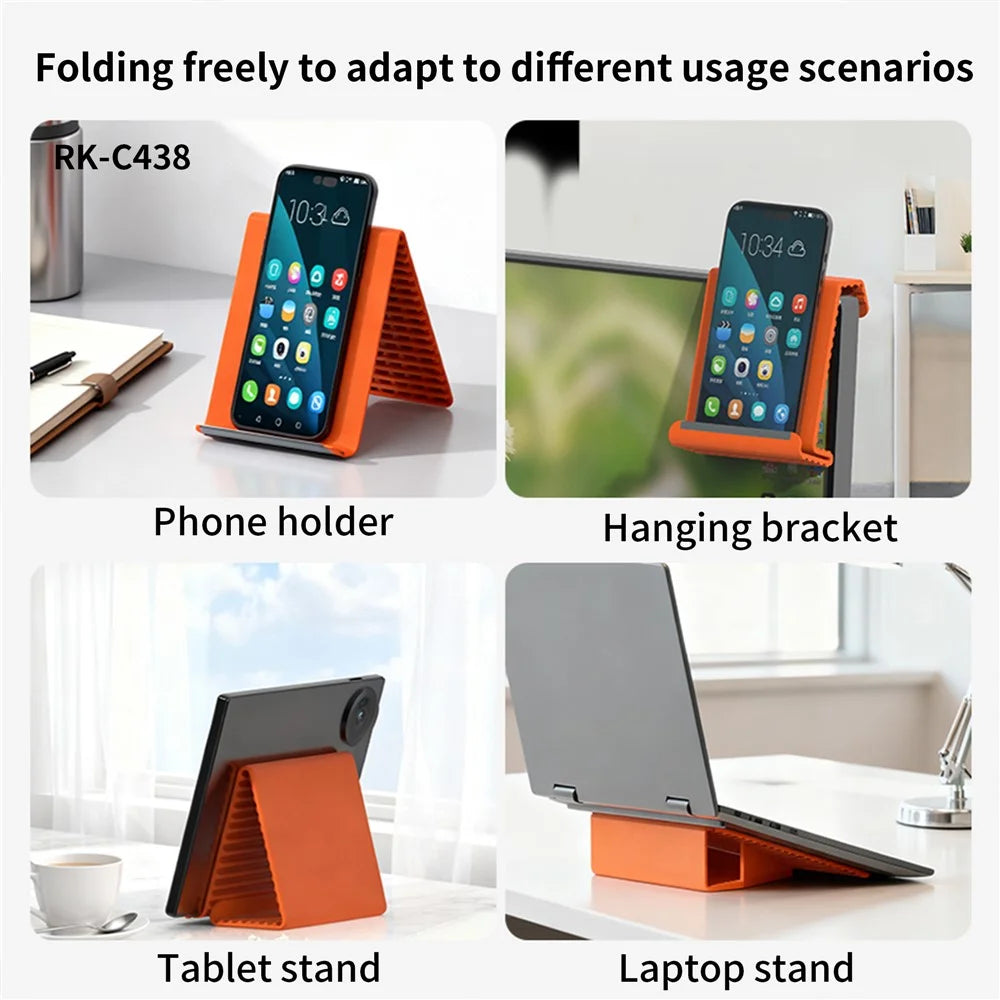 RK-C438 Flexible Phone Stand Tablet Laptop Holder Bendable Silicone Aluminum Universal Adjustable Support - Orange - 5
