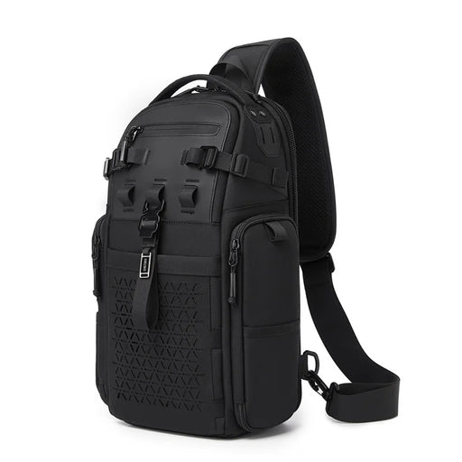 OZUKO 9844 Tactical Chest Bag Waterproof Oxford Cloth Geometric Design Crossbody Bag for Outdoor Sports - Black - 1