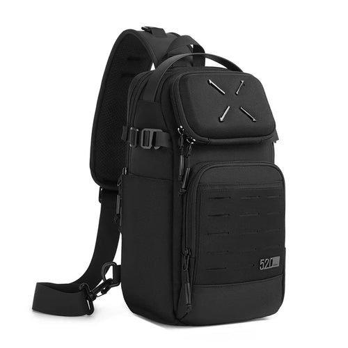 OZUKO 9890 Arrow Design Men Chest Bag Oxford Cloth Waterproof Crossbody Bag Sports Sling Shoulder Bag - Black - 1