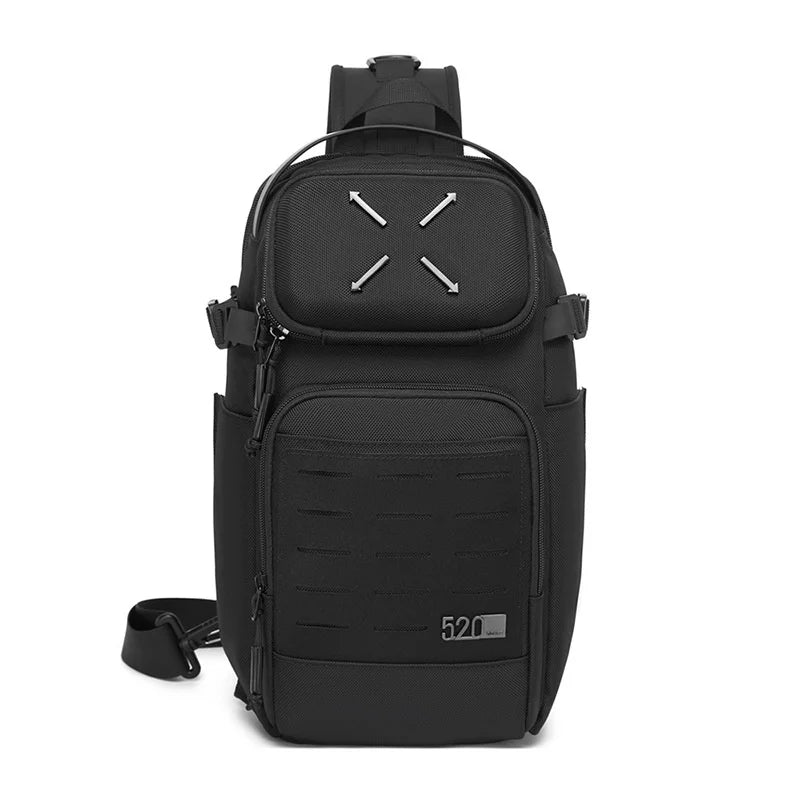 OZUKO 9890 Arrow Design Men Chest Bag Oxford Cloth Waterproof Crossbody Bag Sports Sling Shoulder Bag - Black - 2