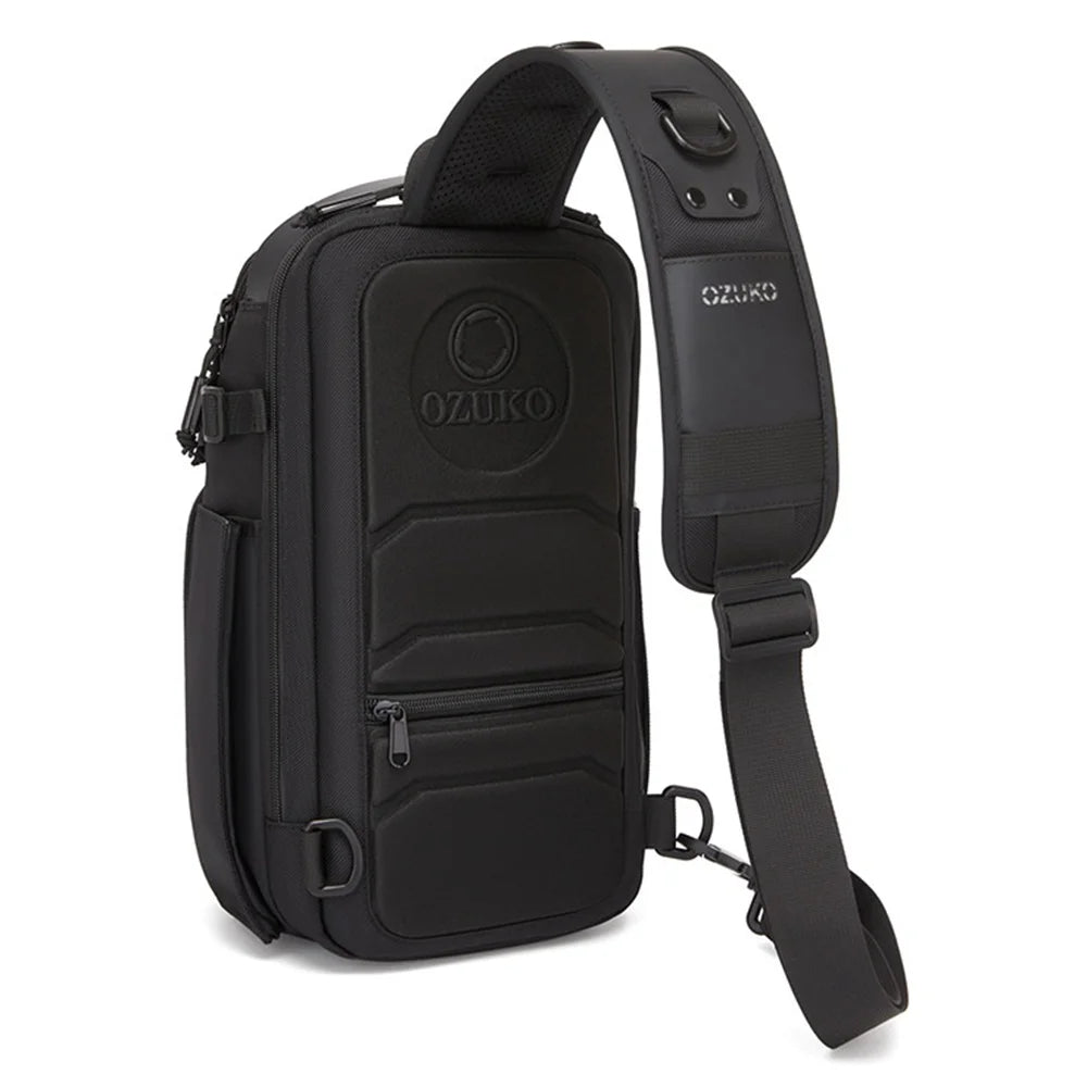 OZUKO 9890 Arrow Design Men Chest Bag Oxford Cloth Waterproof Crossbody Bag Sports Sling Shoulder Bag - Black - 4
