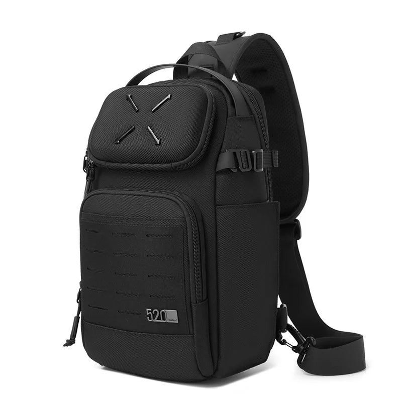 OZUKO 9890 Arrow Design Men Chest Bag Oxford Cloth Waterproof Crossbody Bag Sports Sling Shoulder Bag - Black - 5