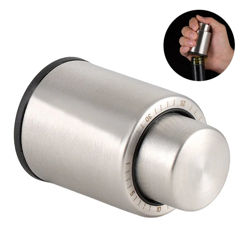 Stainless Steel Wine Vacuum Stopper with Date Dial Wine Preserver Sealer Pump for 750ml Bottle Storage - 1