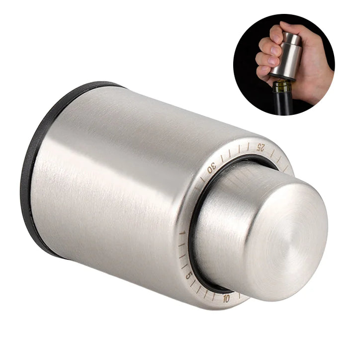 Stainless Steel Wine Vacuum Stopper with Date Dial Wine Preserver Sealer Pump for 750ml Bottle Storage - 1