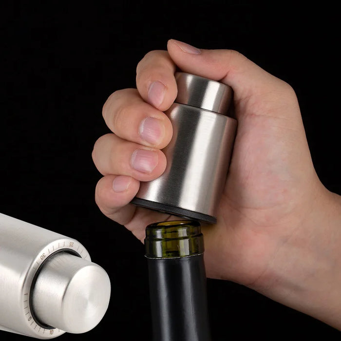 Stainless Steel Wine Vacuum Stopper with Date Dial Wine Preserver Sealer Pump for 750ml Bottle Storage - 5