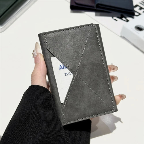 Magnetic Leather Wallet Tri-Fold Card Holder Phone Case Back Attachment - Silver - 1