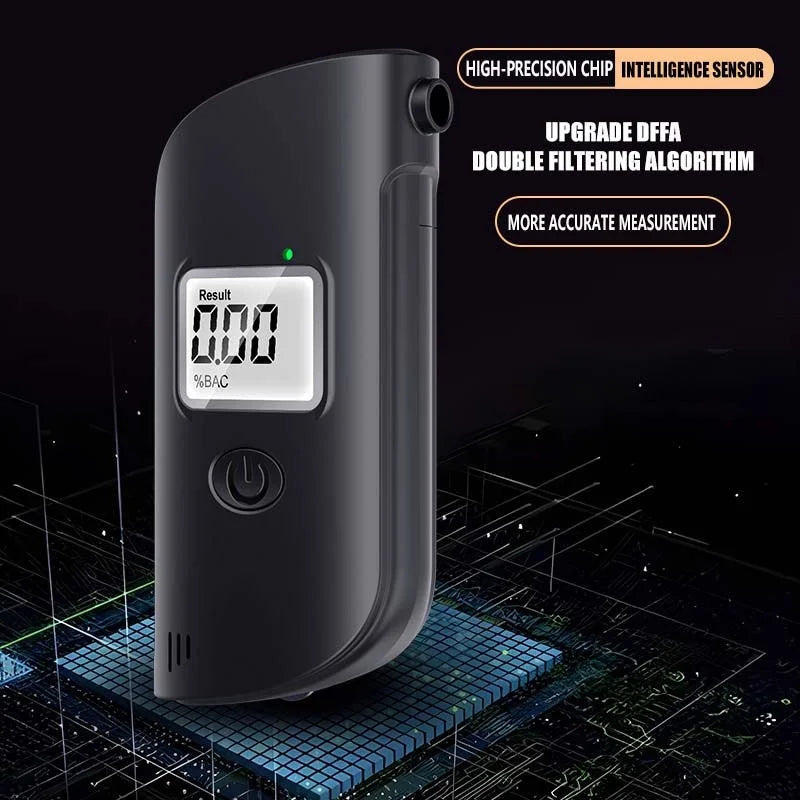 MR689 Portable Breath Alcohol Tester LCD Display Digital Breathalyzer with High Precision Sensor - English Version (With 5 Nozzles) - 2