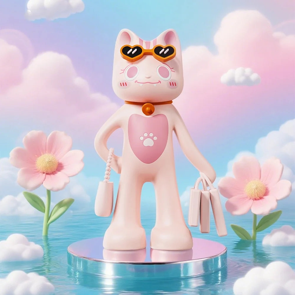 SAYROSE VIKKY-01 Cartoon Cat IP Decorative Figure Cute Mini Collectible Desk Ornament with Magnetic Base - Pink - 2