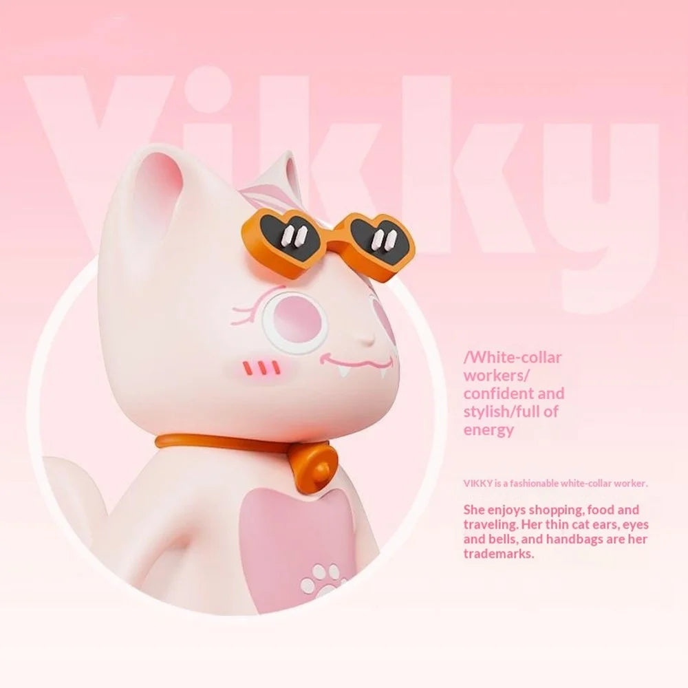 SAYROSE VIKKY-01 Cartoon Cat IP Decorative Figure Cute Mini Collectible Desk Ornament with Magnetic Base - Pink - 3