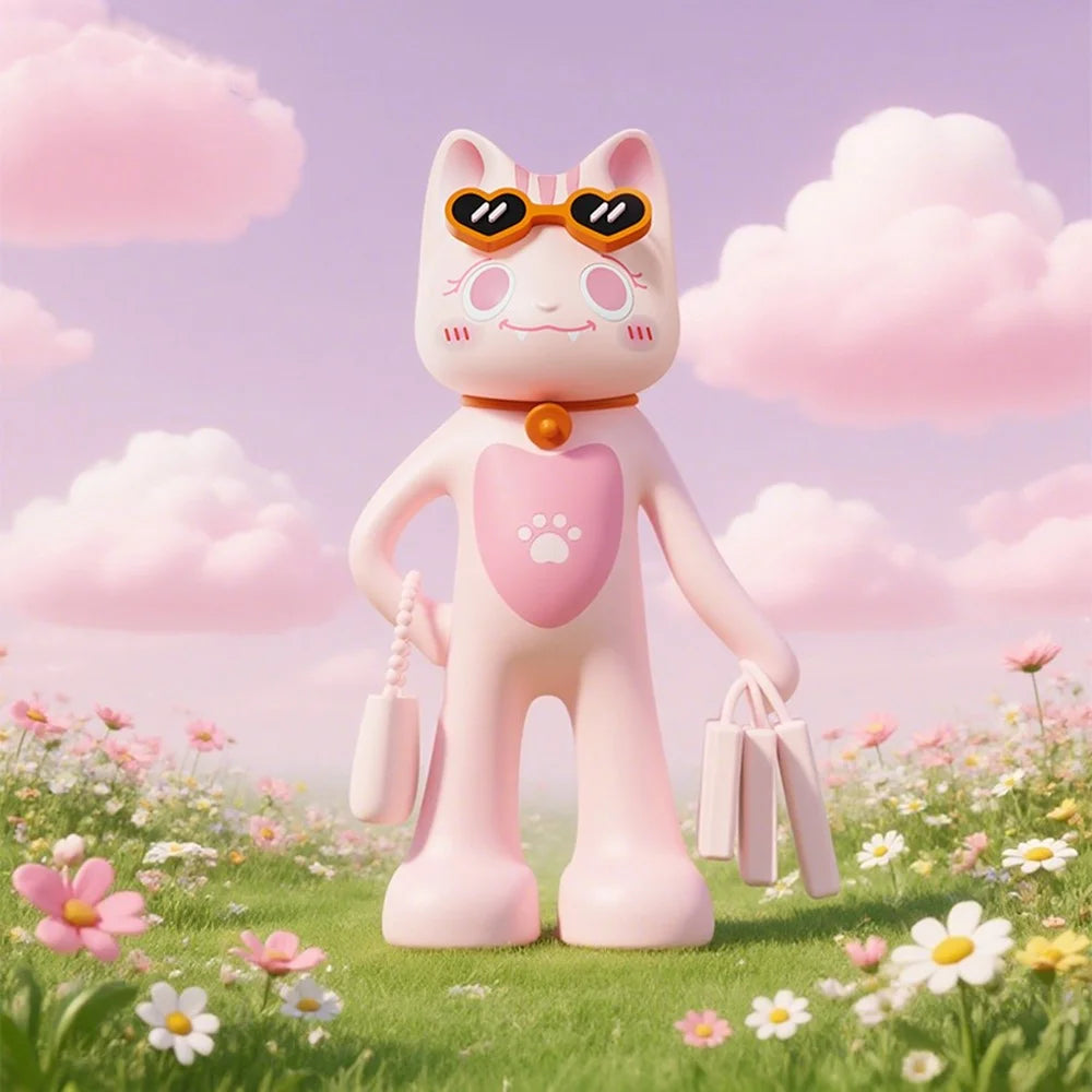 SAYROSE VIKKY-01 Cartoon Cat IP Decorative Figure Cute Mini Collectible Desk Ornament with Magnetic Base - Pink - 4