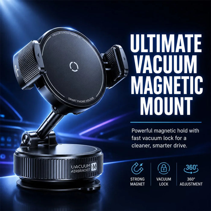 K55 Car Phone Holder 360 Degree Rotation Vacuum Suction Magnetic Mount for Dashboard Windshield - Black - 3