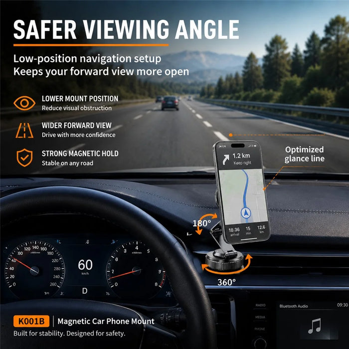 K001B Magnetic Car Phone Mount N52 Magnet 360 Degree Rotation Dashboard Stand Foldable Holder for Smartphone - Blue - 7