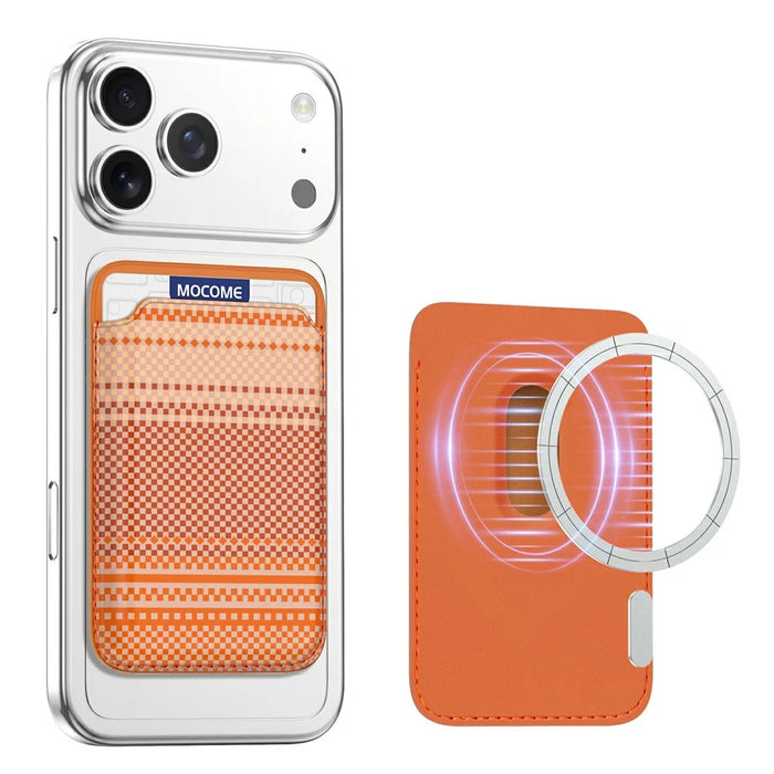 Magnetic Card Holder Wallet Slim RFID Blocking Card Slot Case Compatible with MagSafe - Orange - 2