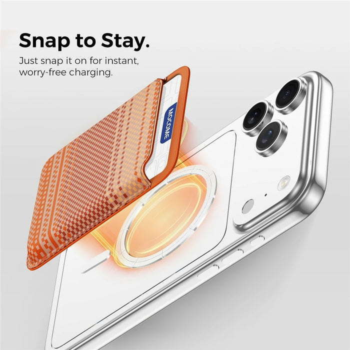 Magnetic Card Holder Wallet Slim RFID Blocking Card Slot Case Compatible with MagSafe - Orange - 3