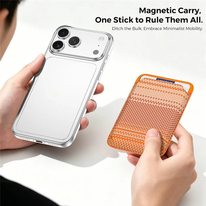 Magnetic Card Holder Wallet Slim RFID Blocking Card Slot Case Compatible with MagSafe - Orange - 5