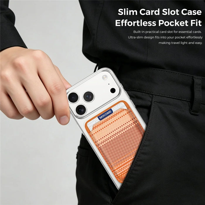 Magnetic Card Holder Wallet Slim RFID Blocking Card Slot Case Compatible with MagSafe - Orange - 6