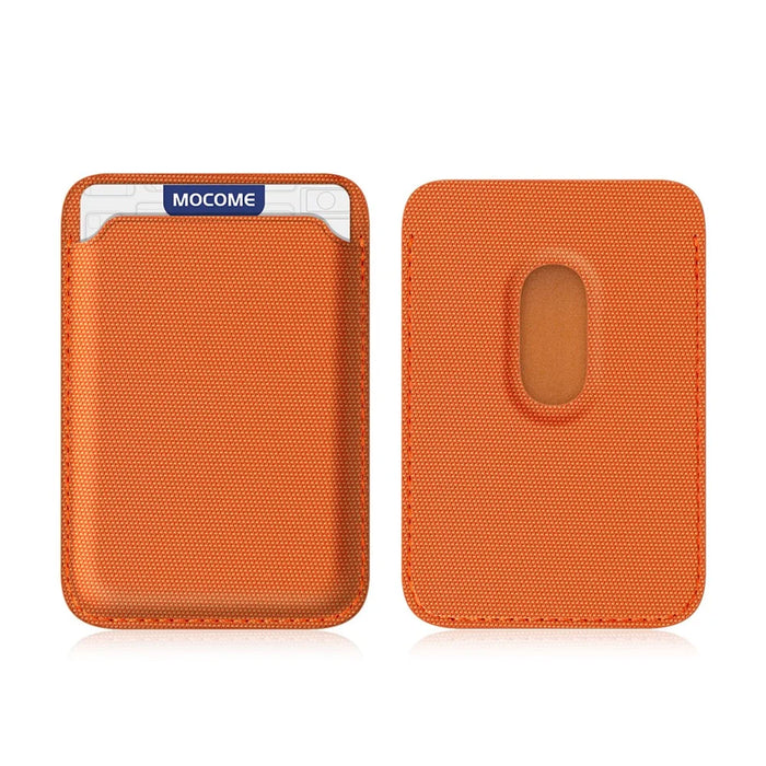 Magnetic Card Holder Wallet Tech Fabric RFID Blocking Phone Back Card Case - Orange - 2