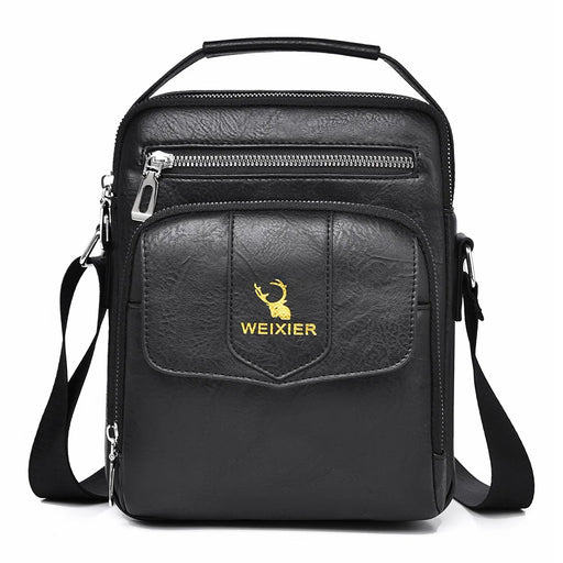 WEIXIER D1105 Men Shoulder Bag Waterproof PU Leather Business Crossbody Bag for Work Travel - Black - 1