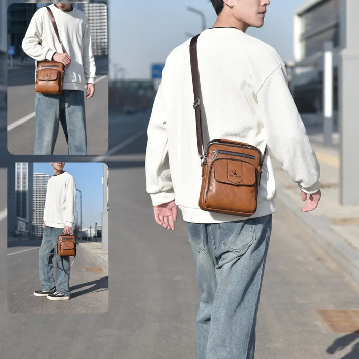 WEIXIER D1105 Men Shoulder Bag Waterproof PU Leather Business Crossbody Bag for Work Travel - Black - 4