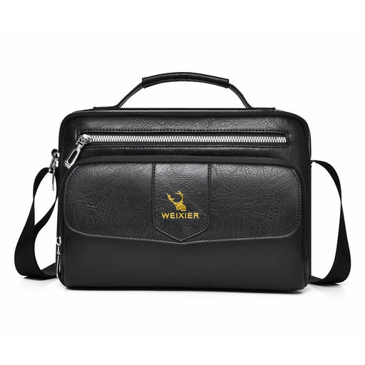 WEIXIER D1106 Men's Messenger Bag Large Capacity Waterproof Crossbody Bag Vintage Business Shoulder Bag - Black - 1