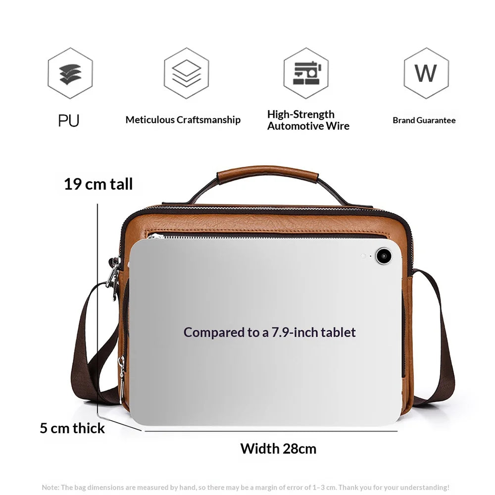 WEIXIER D1106 Men's Messenger Bag Large Capacity Waterproof Crossbody Bag Vintage Business Shoulder Bag - Black - 7