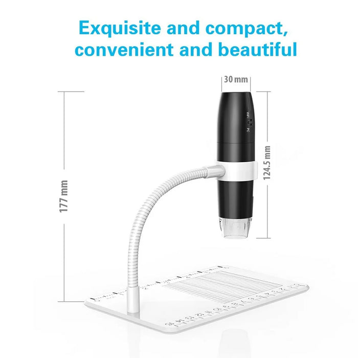 316-B WiFi Digital Microscope 50X-1000X 2MP 1080P HD Portable Handheld Magnifier for PCB Repair - Black Microscope / White Stand - 7