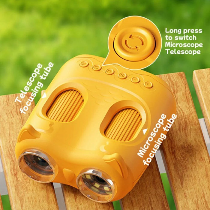 387 2 in 1 1000X Microscope 10X Telescope 2.0 Inch IPS Screen 1080P Camera Kids Science Toy - Yellow - 3