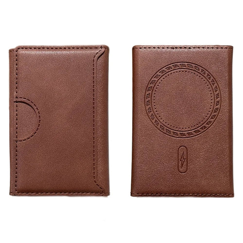 Tri-Fold Leather Card Holder Magnetic Phone Stand Wallet Credit Card Sleeves - Coffee - 1