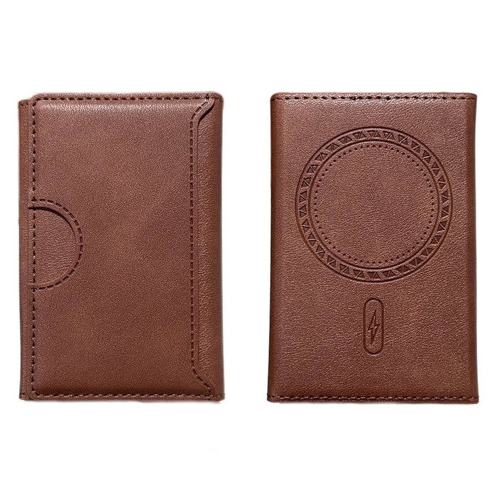Tri-Fold Leather Card Holder Magnetic Phone Stand Wallet Credit Card Sleeves - Coffee - 1
