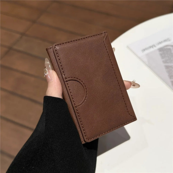 Tri-Fold Leather Card Holder Magnetic Phone Stand Wallet Credit Card Sleeves - Coffee - 2