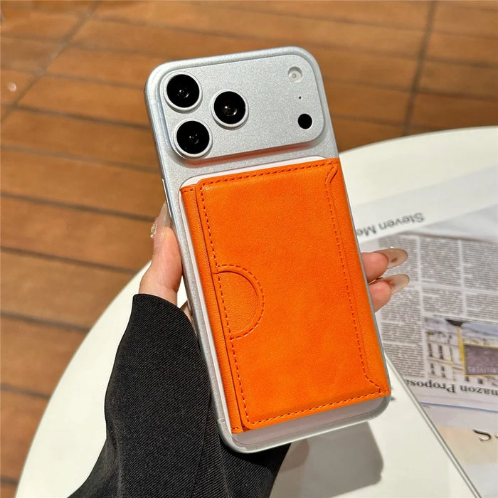 Tri-Fold Leather Card Holder Magnetic Phone Stand Wallet Credit Card Sleeves - Coffee - 5