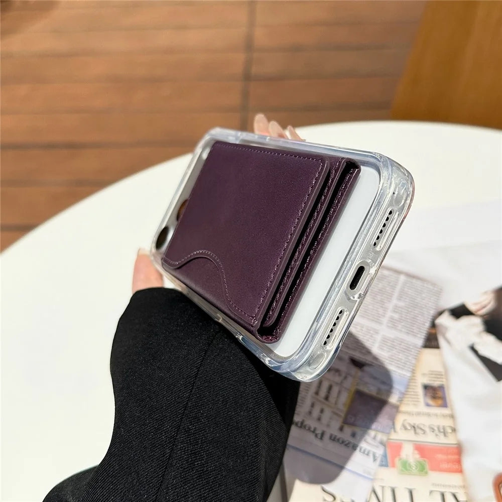 Tri-fold Magnetic Card Holder PU Leather Wallet Compatible with MagSafe Slim Credit Card Slot - Grey - 4