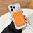 Suction Phone Wallet Card Holder Stand Silicone Pop-it Design Adhesive Mount - Orange - 4