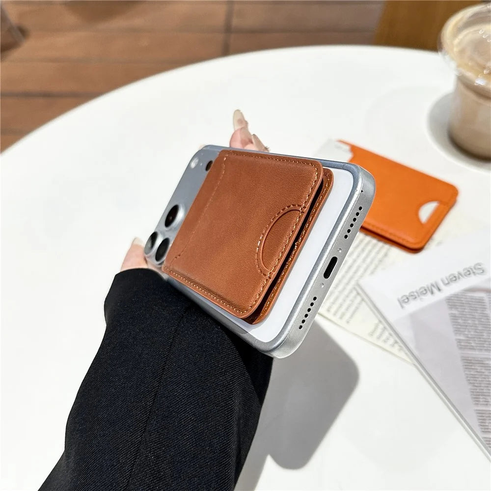 Folding Card Holder PU Leather Multi-Card Magnetic Wallet ID Window, Adjustable Stand - Pink - 4