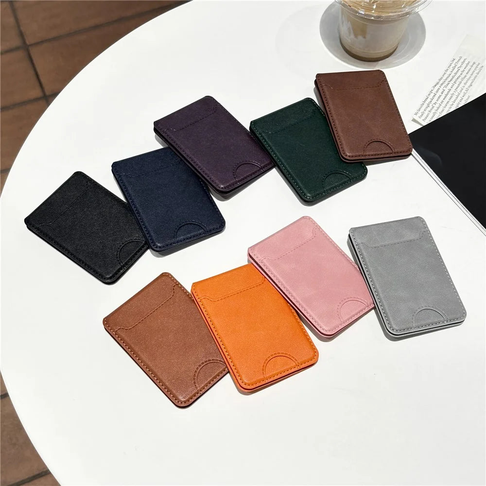 Folding Card Holder PU Leather Multi-Card Magnetic Wallet ID Window, Adjustable Stand - Pink - 6
