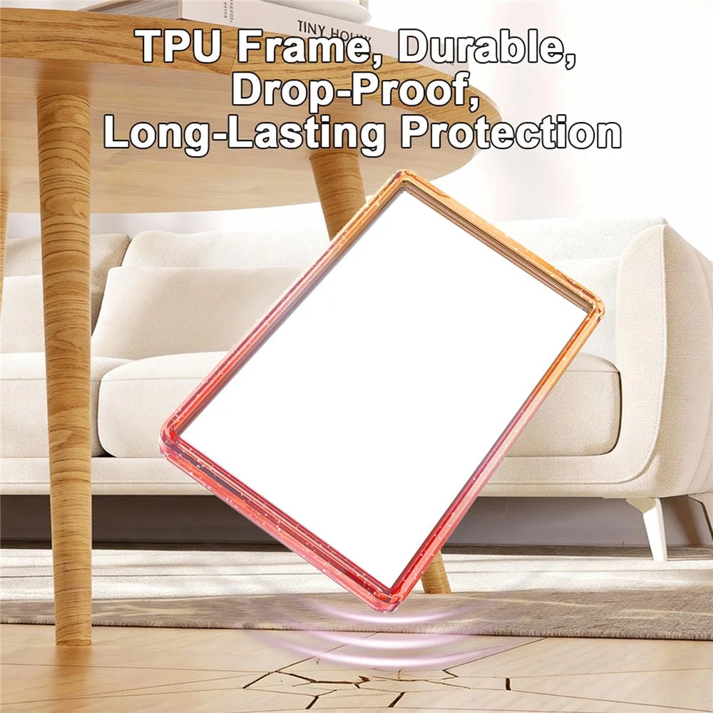 GW18 for PSA Card Slab Protector Case TPU Frame + PC Back Panel 35PT Standard Size Shockproof Gradient Glitter Cover - Sapphire+Black - 4