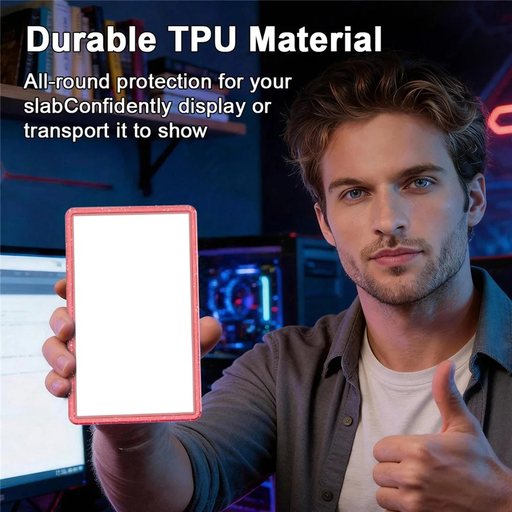 GW18 for PSA Card Slab Protector Case Transparent Glitter TPU + PC Impact Resistant Non-Slip Stackable Cover - Transparent Midight Green - 3