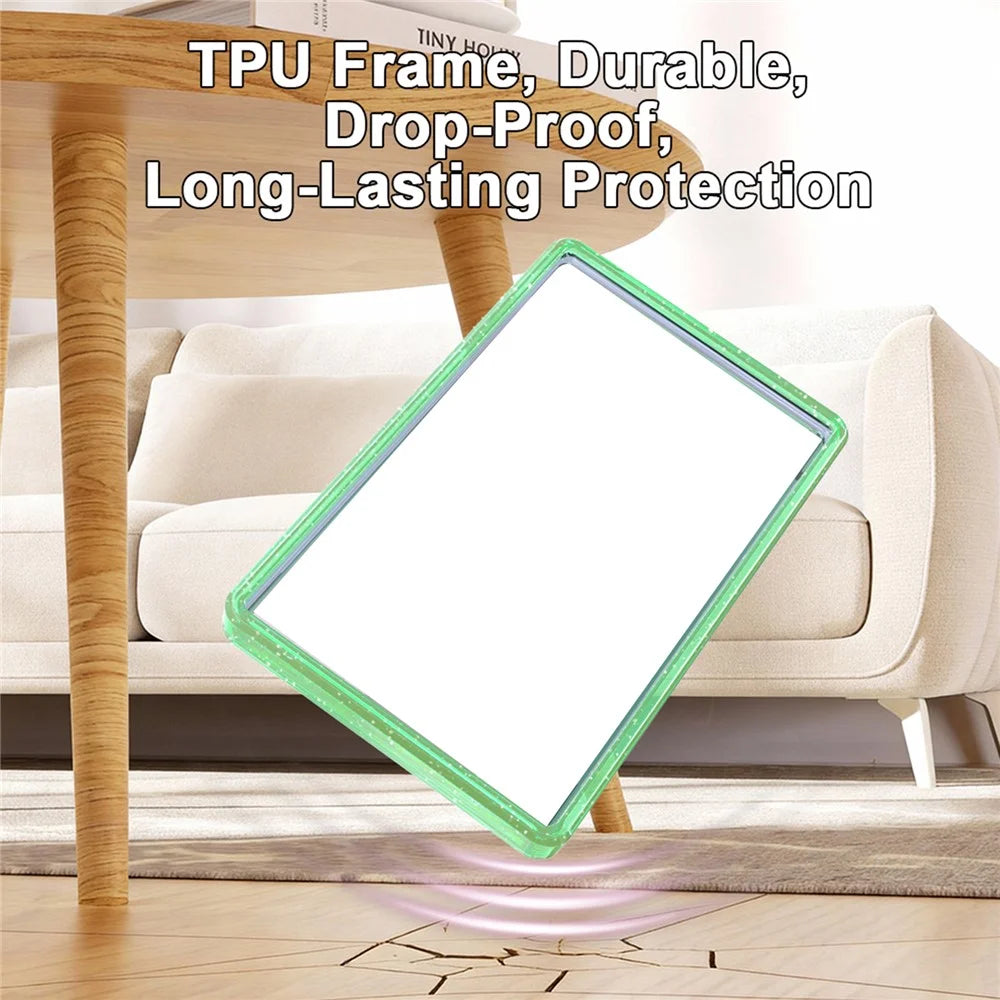 GW18 for PSA Card Slab Protector Case Transparent Glitter TPU + PC Impact Resistant Non-Slip Stackable Cover - Transparent Midight Green - 4