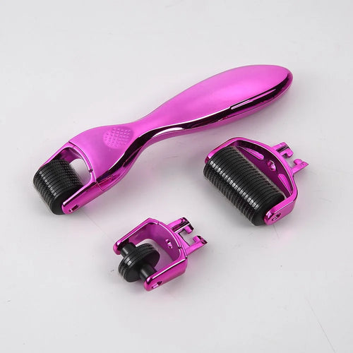 3 in1 180 600 1200 Pins Microneedle Roller Set Derma Roller Needle Skin Care for Anti Aging Skin Recovery Facial Body Care - Purple 0.5mm+1.0mm+1.5mm - 1