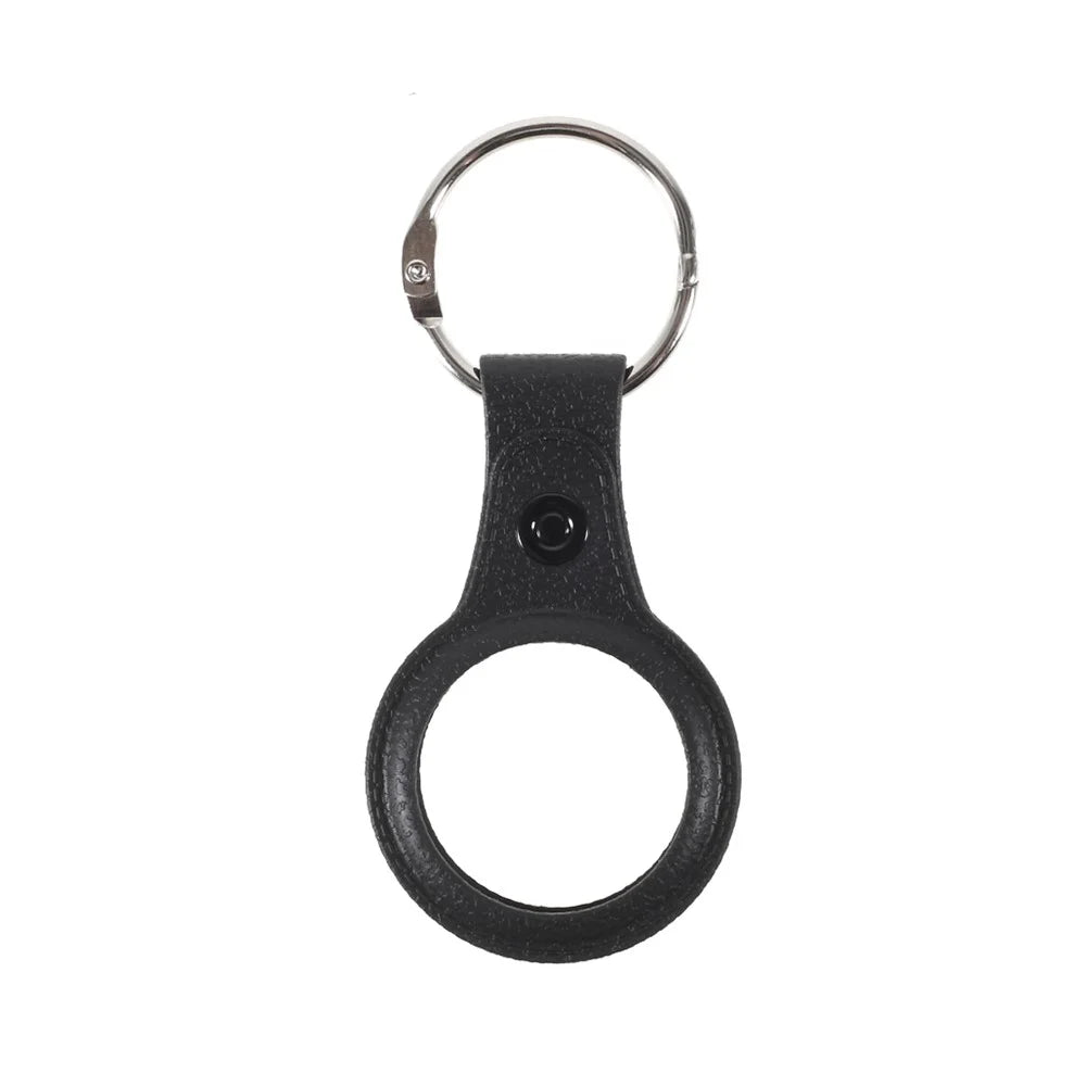 Matte Soft TPU Protective Skin Cover with Anti-Lost Keyring for Apple AirTag 2021 Finder - Black - 1