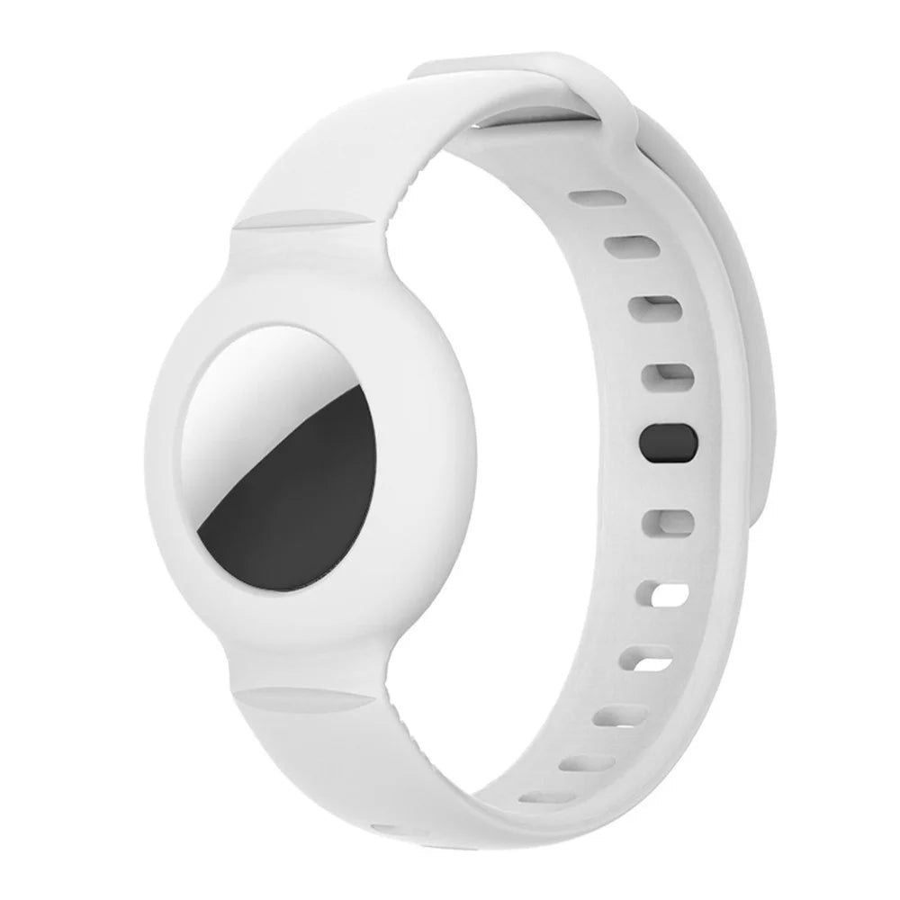 Soft Silicone Wristband Protective Case Cover Holder Bracelet for Apple AirTag - White - 1