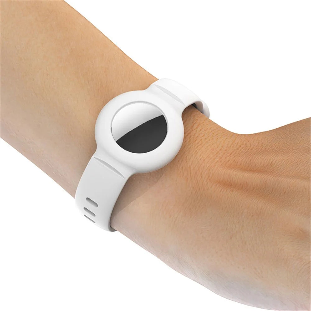 Soft Silicone Wristband Protective Case Cover Holder Bracelet for Apple AirTag - White - 4