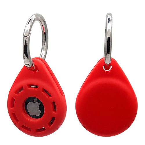 Anti-Drop Silicone Protective Case Cover with Ring Buckle for Apple AirTag Bluetooth-compatible Locator - Red - 1