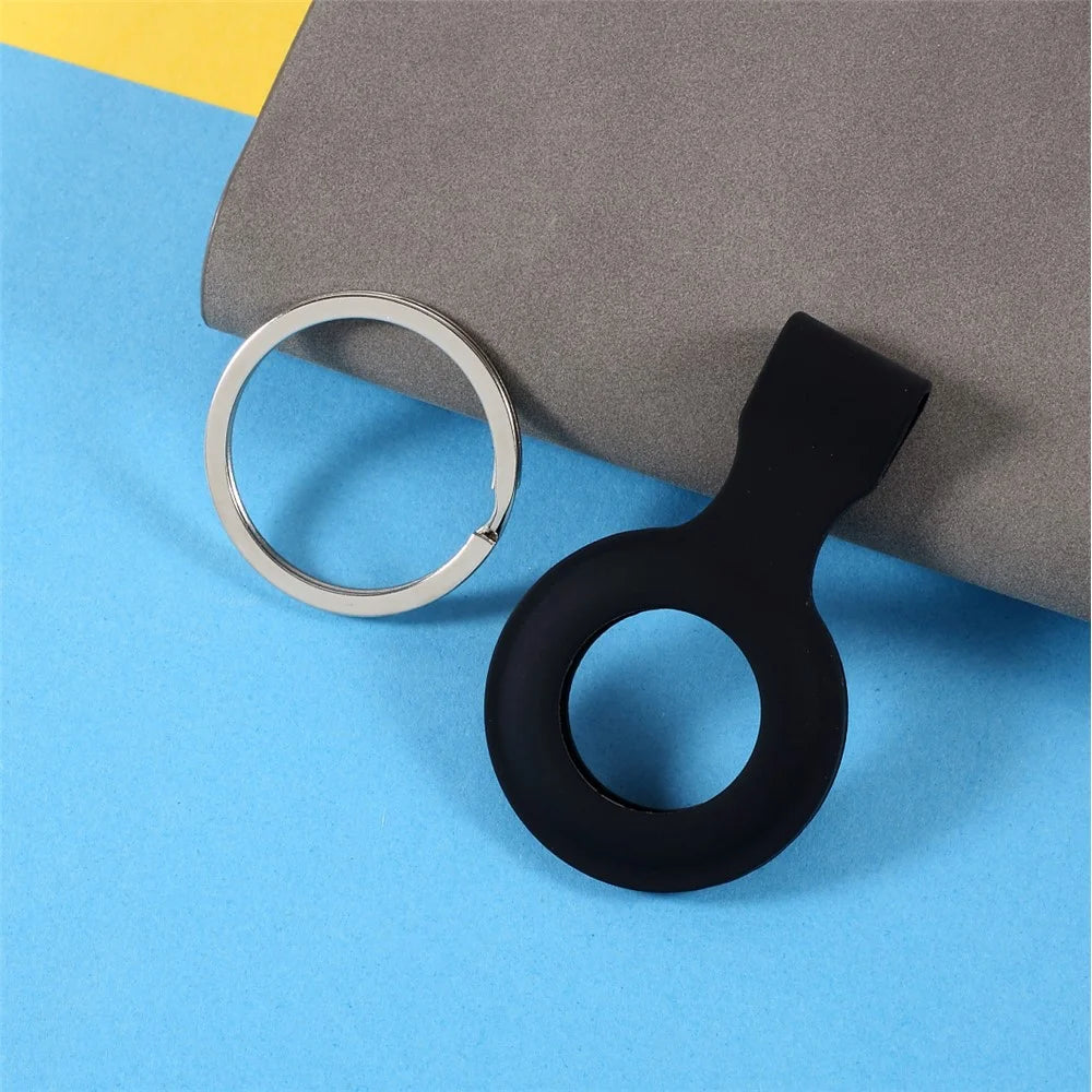 Pendant Shape Silicone Protective Cover for Apple AirTag - Black - 2