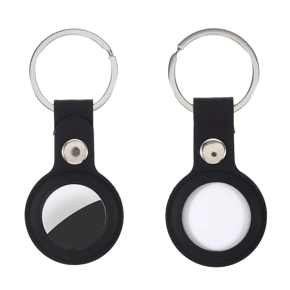 Buckled Closure Silicone Protective Cover for Apple AirTag - Black - 1