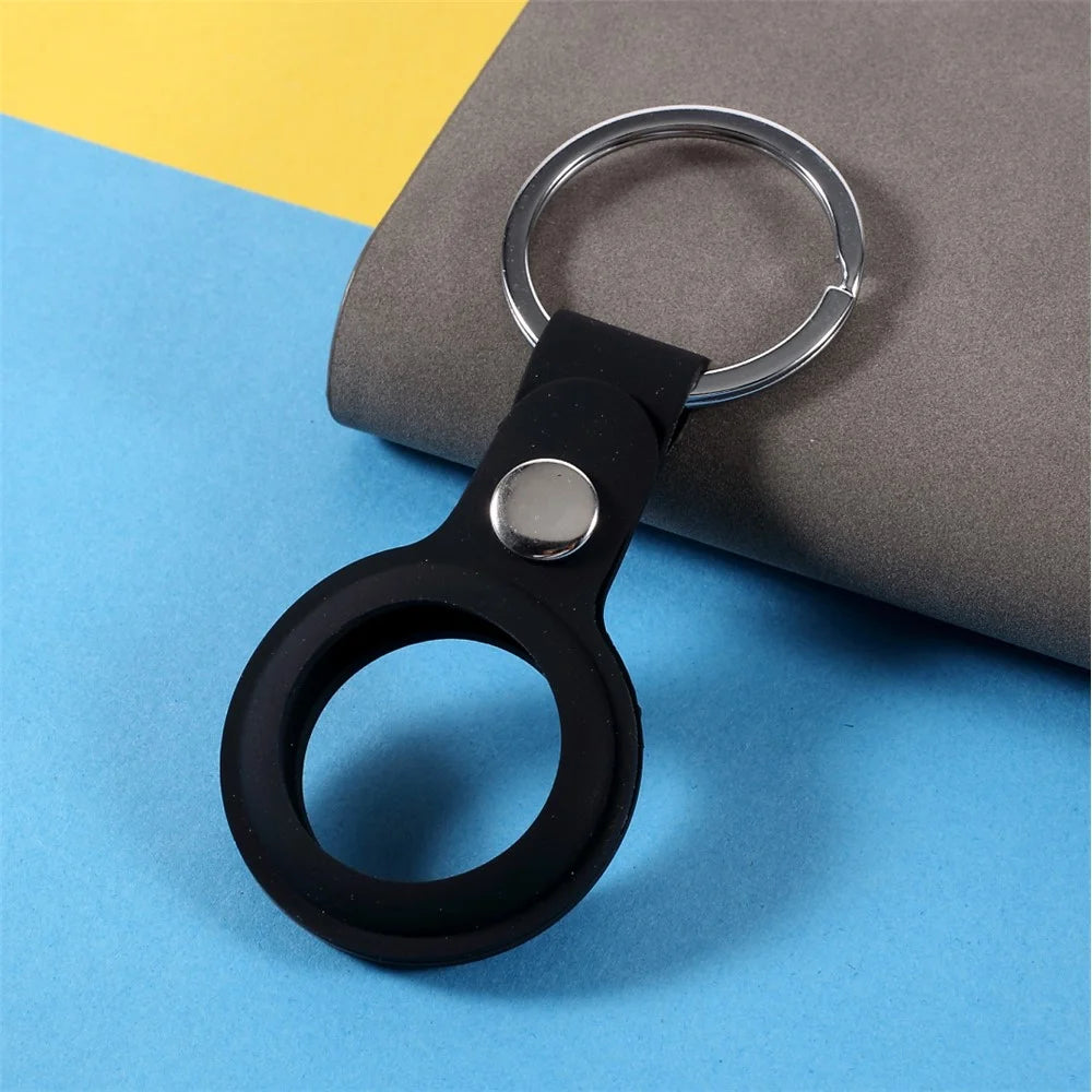 Buckled Closure Silicone Protective Cover for Apple AirTag - Black - 3