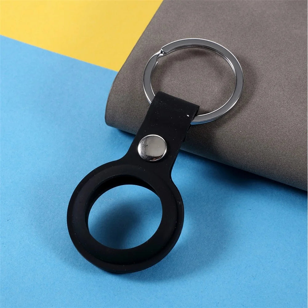 Buckled Closure Silicone Protective Cover for Apple AirTag - Black - 4